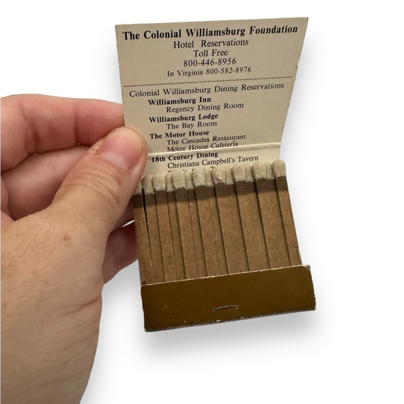 Vintage Matchbooks Williamsburg Virginia Colonial Williamsburg LOT OF 7 1980s - Picture 9 of 10